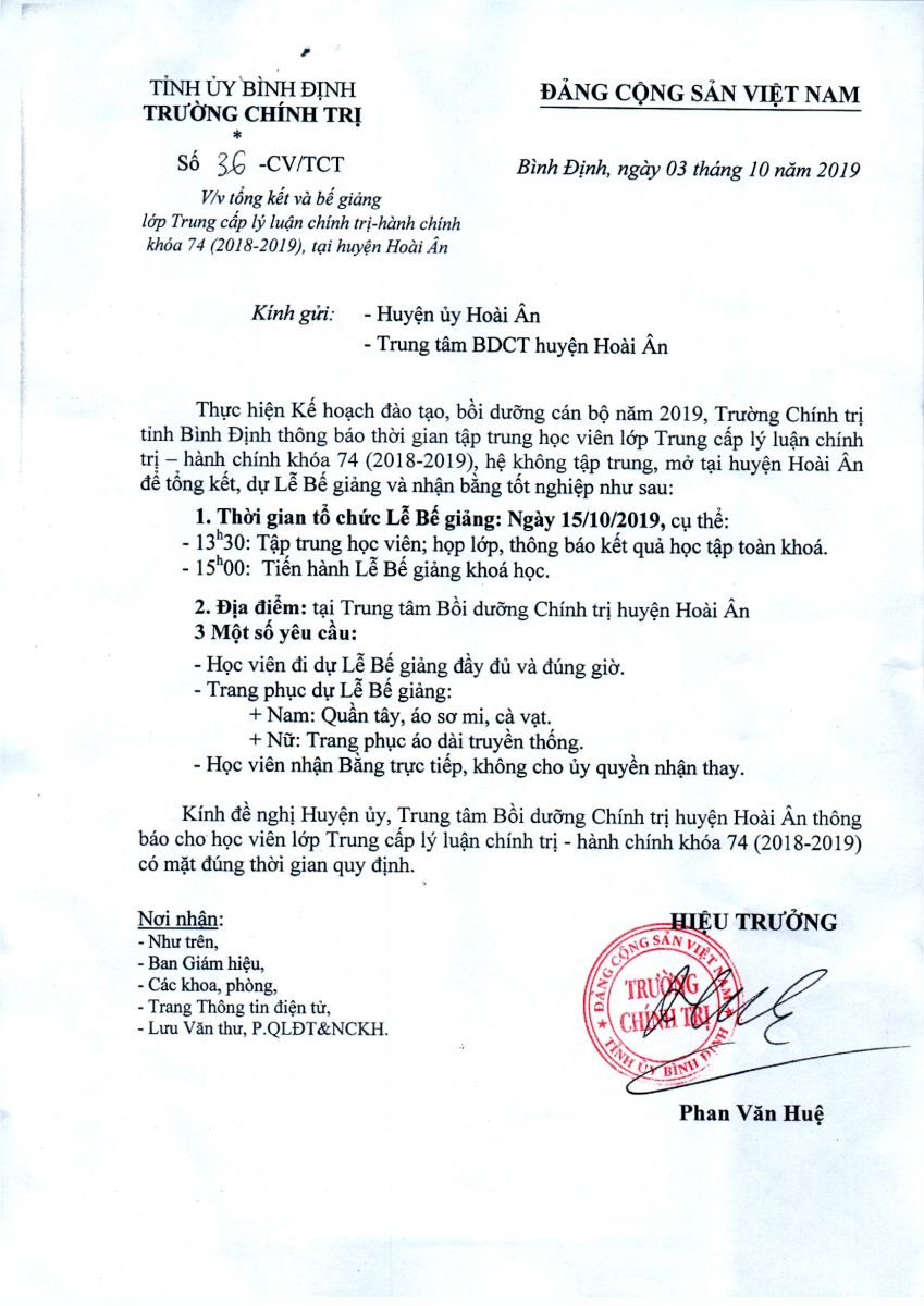 Tổng kết lớp Trung cấp LLCT-HC khóa 74